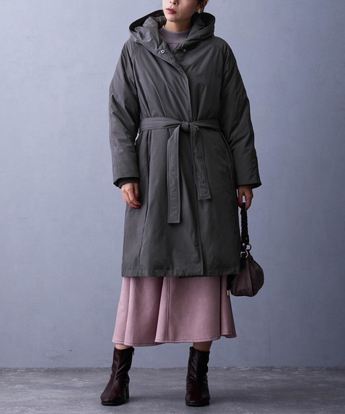 NICOLE white（ニコルホワイト）の「ダウンフードコート（ダウンジャケット/コート・レディース・グリーン/チャコール/ベージュ・FREE）」の11枚目の写真