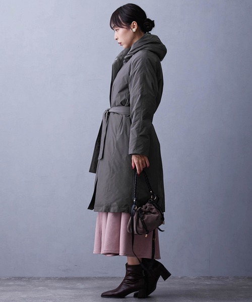 NICOLE white（ニコルホワイト）の「ダウンフードコート（ダウンジャケット/コート・レディース・グリーン/チャコール/ベージュ・FREE）」の12枚目の写真