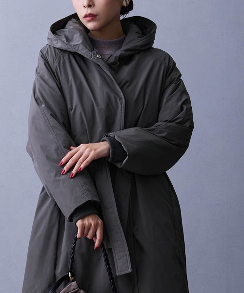 NICOLE white（ニコルホワイト）の「ダウンフードコート（ダウンジャケット/コート・レディース・グリーン/チャコール/ベージュ・FREE）」の14枚目の写真