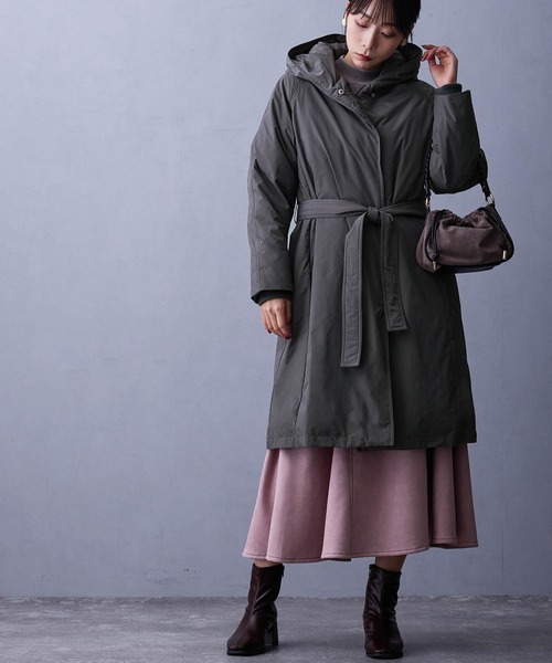 NICOLE white（ニコルホワイト）の「ダウンフードコート（ダウンジャケット/コート・レディース・グリーン/チャコール/ベージュ・FREE）」の16枚目の写真