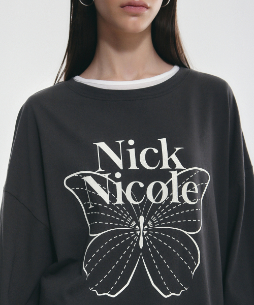 NICK&NICOLE(ニックアンドニコール)の「BUTTERFLY SIGNATURE LS TOP_CHARCOAL CREAM(Tシャツ/カットソー・レディース・その他・FREE)」の3枚目の写真