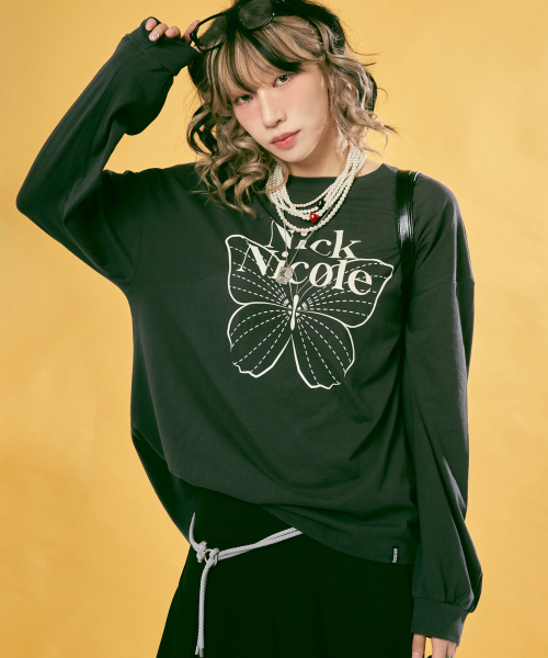 NICK&NICOLE(ニックアンドニコール)の「BUTTERFLY SIGNATURE LS TOP_CHARCOAL CREAM(Tシャツ/カットソー・レディース・その他・FREE)」の5枚目の写真