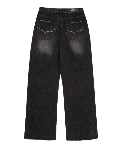 ROCKCAKE(ロックケーキ)の「Pia Damage Wide Jeans - Beige Black(デニムパンツ・レディース・その他・SMALL/X-SMALL)」の3枚目の写真