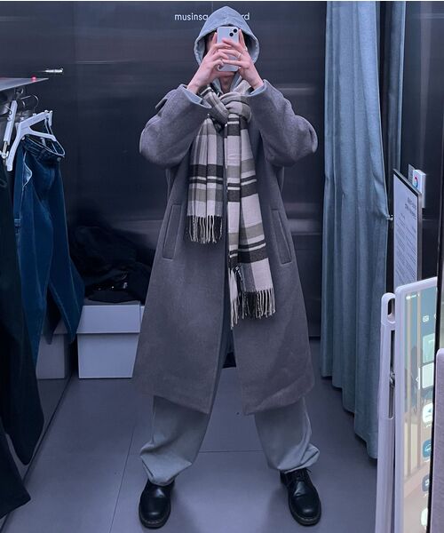 MUSINSA STANDARD（ムシンサスタンダード）の「カシミヤブレンドオーバーサイズミニマルバルマカンコート[トープ]（チェスターコート・メンズ・その他・MEDIUM/LARGE/X-LARGE/XX-LARGE）」の9枚目の写真