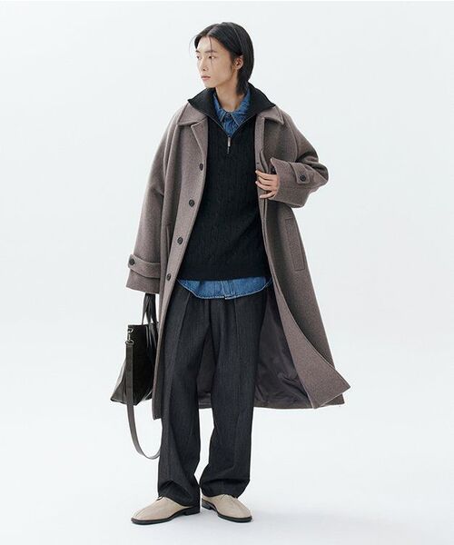 MUSINSA STANDARD（ムシンサスタンダード）の「カシミヤブレンドオーバーサイズミニマルバルマカンコート[トープ]（チェスターコート・メンズ・その他・MEDIUM/LARGE/X-LARGE/XX-LARGE）」の14枚目の写真