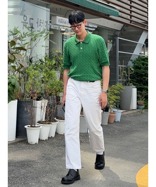 MUSINSA STANDARD（ムシンサスタンダード）の「ケーブルニットポロシャツ [アイリッシュグリーン]（ニット/セーター・メンズ・その他・SMALL/MEDIUM/LARGE/X-LARGE/XX-LARGE）」の9枚目の写真