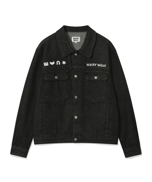 グラフィックウォッシングデニムトラッカーブラック