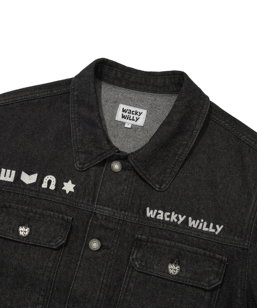 Wacky WiLLy（ワッキーウィリー）の「グラフィックウォッシングデニムトラッカーブラック（デニムジャケット・レディース・その他・MEDIUM/LARGE/X-LARGE）」の4枚目の写真