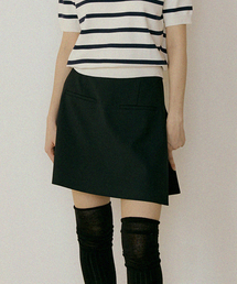 summer wool skirt pants-black