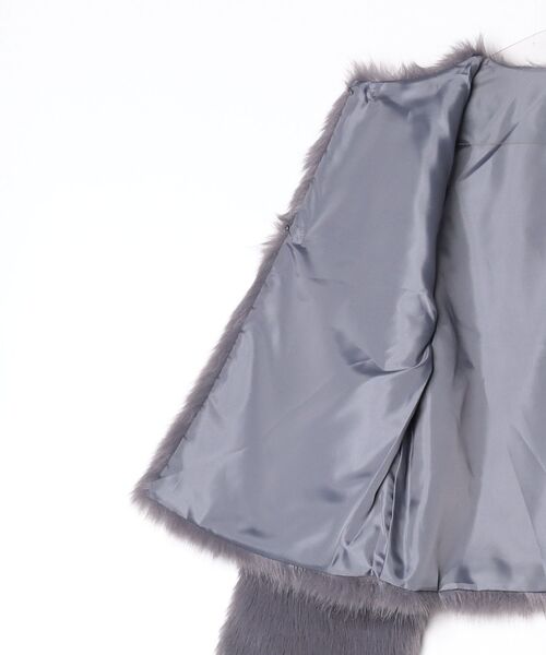 TRUDEA（トルディア）の「ノーカラーファージャケット（ノーカラージャケット・レディース・チャコールグレー/ブラウン・MEDIUM）」の18枚目の写真