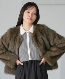 TRUDEA | ノーカラーファージャケット(ノーカラージャケット)