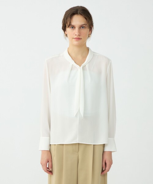 BALLSEY（ボールジィ）の「プリマベーラデシン タイブラウス（シャツ/ブラウス・レディース・ホワイト/ネイビー・36）」の4枚目の写真