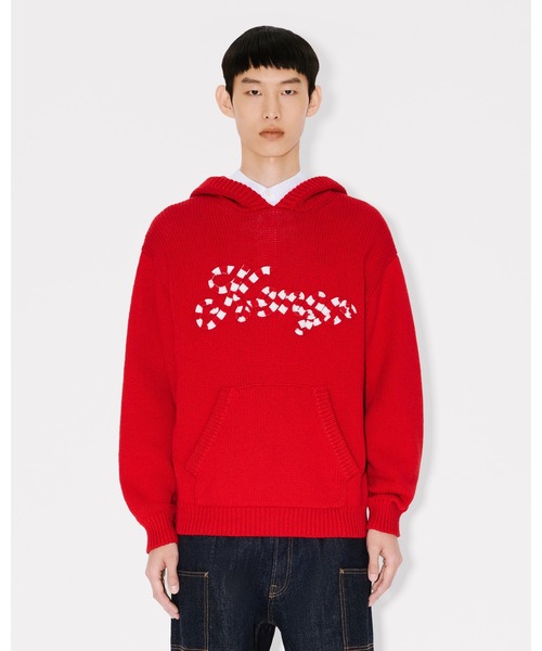 KENZO(ケンゾー)の「'KENZO Winter Holidays' エンブロイダリー フーディー カーディガン イン コットン & ウール(パーカー・メンズ・レッド系その他・LARGE/SMALL/MEDIUM)」の3枚目の写真