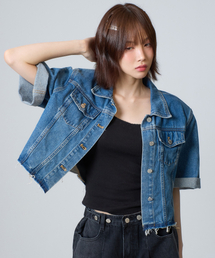 UNKNOWN PLANET（アンノウンプラネット）の「スリット半袖デニムジャケットブルー（デニムジャケット）」