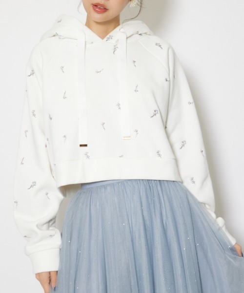 rienda(リエンダ)の「フラワー刺繍スウェットトップス トレーナー 秋服 冬服(スウェット・レディース・ホワイト/ブラック/ピンク・FREE)」の2枚目の写真