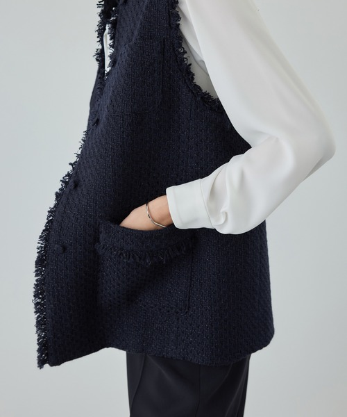 ROPE'（ロペ）の「ミックスツイードジレベスト/26SS（ベスト・レディース・ネイビー/オフホワイト/ブラック系その他・FREE）」の6枚目の写真