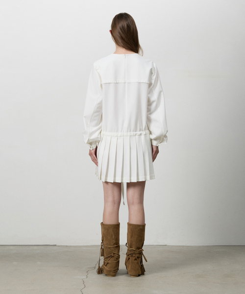 THREE TO EIGHTY(スリートゥエイティー)の「PLEATS RIBBON DRESS WHITE(ワンピース・レディース・その他・FREE)」の3枚目の写真