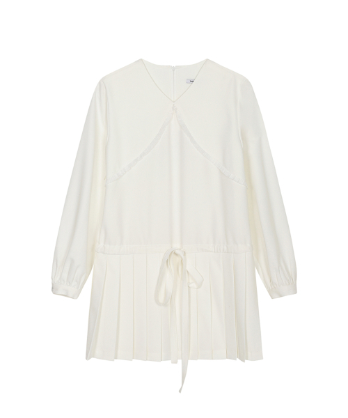 THREE TO EIGHTY(スリートゥエイティー)の「PLEATS RIBBON DRESS WHITE(ワンピース・レディース・その他・FREE)」の4枚目の写真