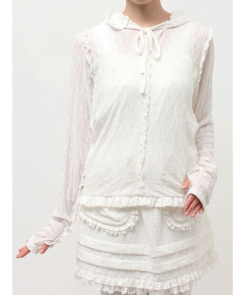 merry jenny(メリージェニー)の「rabbitレースフードtops(Tシャツ/カットソー・レディース・オフホワイト/ミント/アイボリー・FREE)」の6枚目の写真