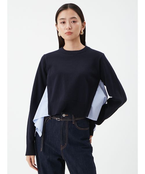 mi-mi-co様 カシミヤコットンストライプドッキングニット（ニット/セーター