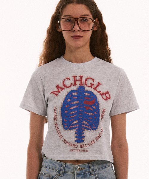 MATCHGLOBE（マッチグローブ）の「インフレイアードボーンズクロップT（メランジ）（Tシャツ/カットソー・レディース・その他・FREE）」の3枚目の写真