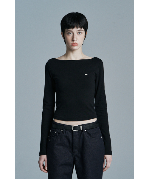 SYNERJYN(シナジン)の「SANDY BOAT NECK LONG SLEEVE BLACK(Tシャツ/カットソー・レディース・その他・ONE SIZE)」の1枚目の写真