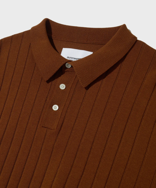 OUTSTANDING(アウトスタンディング)の「HS STRIPE KNIT COLLAR SHIRT_BRICK(ポロシャツ・メンズ・その他・LARGE/MEDIUM/SMALL)」の3枚目の写真