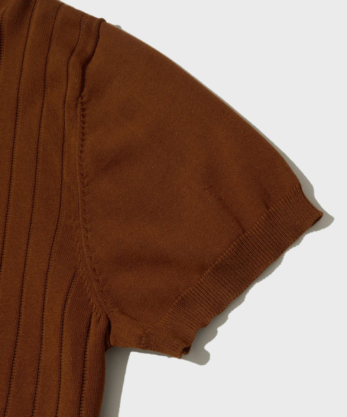 OUTSTANDING(アウトスタンディング)の「HS STRIPE KNIT COLLAR SHIRT_BRICK(ポロシャツ・メンズ・その他・LARGE/MEDIUM/SMALL)」の4枚目の写真