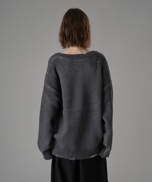 VINTAGE LIKE DAMAGE V-NECK KNIT / ヴィンテージライクダメージV