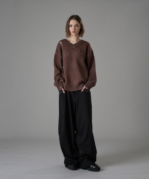 オーラリー Ｖネック ニット ブラウン size1 AURALEE（オーラリー） 【値下げ】AURALEE SUPER HIGH GAUGE WOOL KNIT