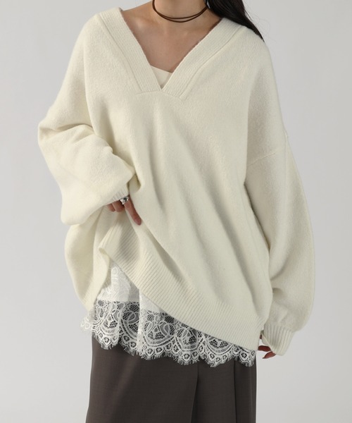 andme(アンドミー)の「【新色追加】サテン裾レースキャミソール【選べる着丈】(キャミソール・レディース・ブラウン/オフホワイト/ブラック/キナリ・MT/M)」の7枚目の写真