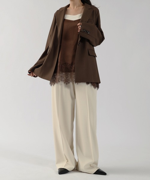 andme(アンドミー)の「【新色追加】サテン裾レースキャミソール【選べる着丈】(キャミソール・レディース・ブラウン/オフホワイト/ブラック/キナリ・MT/M)」の13枚目の写真