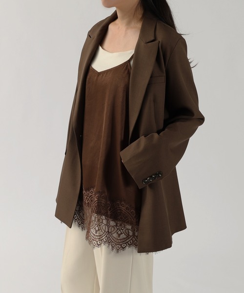 andme(アンドミー)の「【新色追加】サテン裾レースキャミソール【選べる着丈】(キャミソール・レディース・ブラウン/オフホワイト/ブラック/キナリ・MT/M)」の12枚目の写真