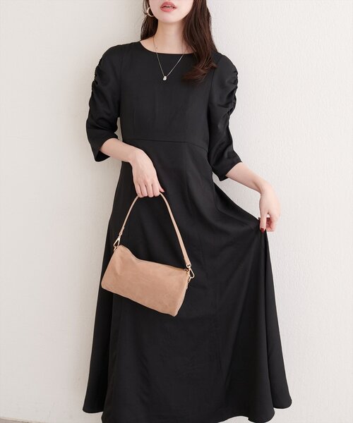 natural couture（ナチュラルクチュール）の「フラワージャガードジゴスリーブワンピース（ワンピース・レディース・ブラック/オフホワイト/ベージュ・FREE）」の22枚目の写真