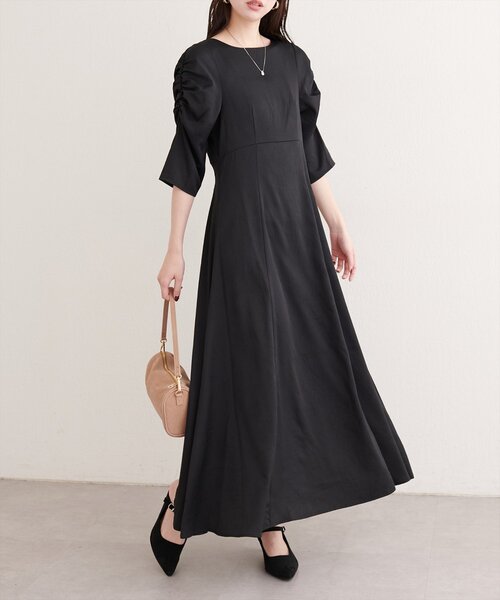 natural couture（ナチュラルクチュール）の「フラワージャガードジゴスリーブワンピース（ワンピース・レディース・ブラック/オフホワイト/ベージュ・FREE）」の20枚目の写真