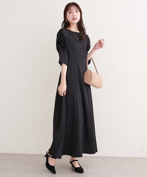 natural couture（ナチュラルクチュール）の「フラワージャガードジゴスリーブワンピース（ワンピース・レディース・ブラック/オフホワイト/ベージュ・FREE）」の21枚目の写真