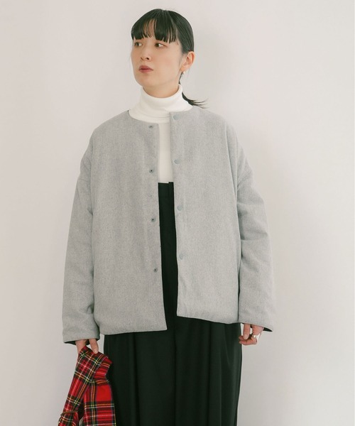 solamonat poche(ソラモナポッシェ)の「リバーシブル ウール/キルトばさっとジャケット(ブルゾン・レディース・ブラック/ライトグレー・2.0)」の1枚目の写真
