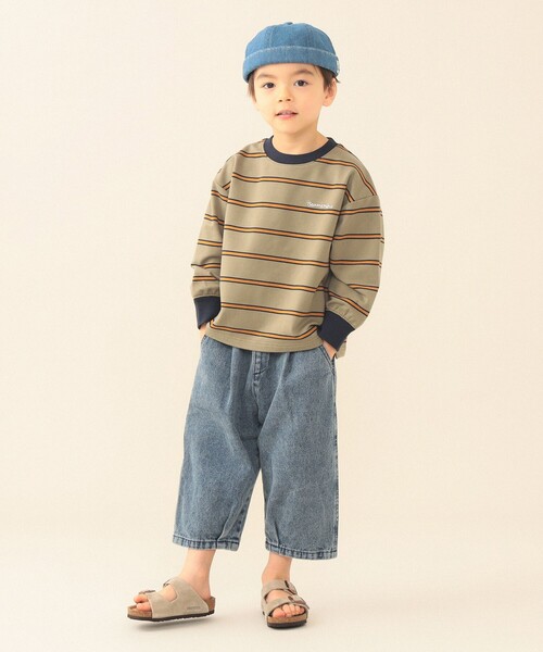 BEAMS mini（ビームスミニ）の「ミニ裏毛 ボーダー ロング Tシャツ 2026SS（90～150cm）（Tシャツ/カットソー・キッズ・オリーブ/ブラック系その他2・120/130/150/140/110/100/90）」の5枚目の写真