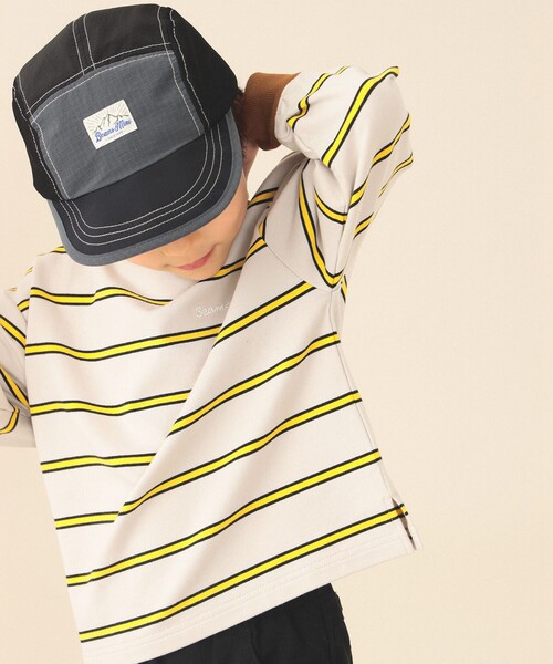 BEAMS mini（ビームスミニ）の「ミニ裏毛 ボーダー ロング Tシャツ 2026SS（90～150cm）（Tシャツ/カットソー・キッズ・オリーブ/ブラック系その他2・120/130/150/140/110/100/90）」の6枚目の写真