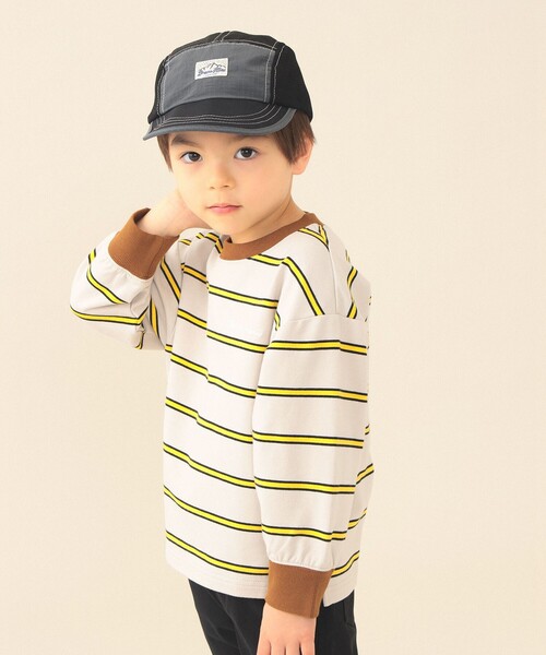 BEAMS mini（ビームスミニ）の「ミニ裏毛 ボーダー ロング Tシャツ 2026SS（90～150cm）（Tシャツ/カットソー・キッズ・オリーブ/ブラック系その他2・120/130/150/140/110/100/90）」の8枚目の写真
