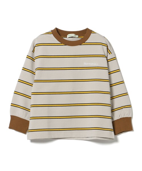 BEAMS mini（ビームスミニ）の「ミニ裏毛 ボーダー ロング Tシャツ 2026SS（90～150cm）（Tシャツ/カットソー・キッズ・オリーブ/ブラック系その他2・120/130/150/140/110/100/90）」の9枚目の写真