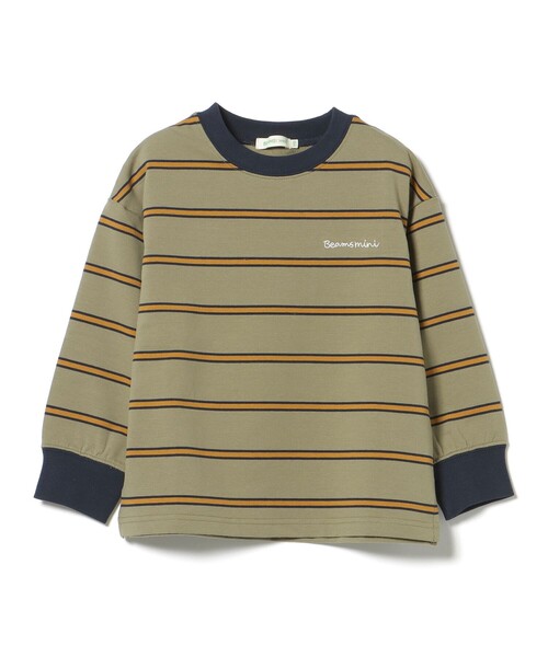 BEAMS mini（ビームスミニ）の「ミニ裏毛 ボーダー ロング Tシャツ 2026SS（90～150cm）（Tシャツ/カットソー・キッズ・オリーブ/ブラック系その他2・120/130/150/140/110/100/90）」の14枚目の写真