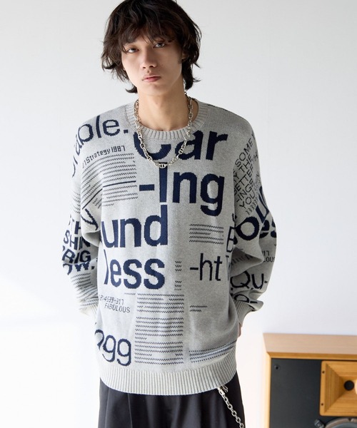 PBLIM(ページボーイリム)の「《UNISEX》マガジンジャガードニット(ニット/セーター・レディース・ブルー/グレー/ブラウン・FREE)」の8枚目の写真