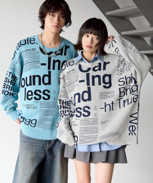 PBLIM(ページボーイリム)の「《UNISEX》マガジンジャガードニット(ニット/セーター・レディース・ブルー/グレー/ブラウン・FREE)」の15枚目の写真