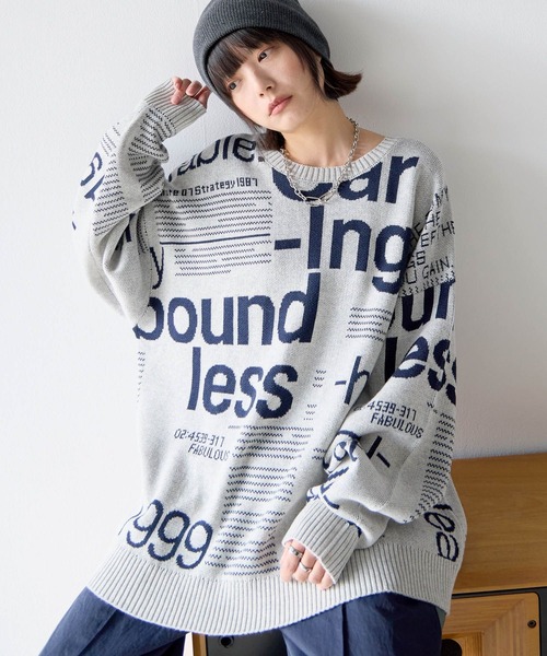 PBLIM(ページボーイリム)の「《UNISEX》マガジンジャガードニット(ニット/セーター・レディース・ブルー/グレー/ブラウン・FREE)」の5枚目の写真