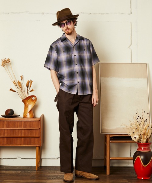 schott(ショット)の「Schott/ショット/OMBRE SS SHIRT/オンブレ 半袖シャツ(シャツ/ブラウス・メンズ・ライトブルー/ラベンダー・M/2XL/XL/L)」の3枚目の写真