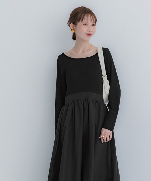 coca(coca)(コカ)の「ニットドッキングワンピース(ワンピース・レディース・カーキ/ブラック・M/S/L)」の6枚目の写真