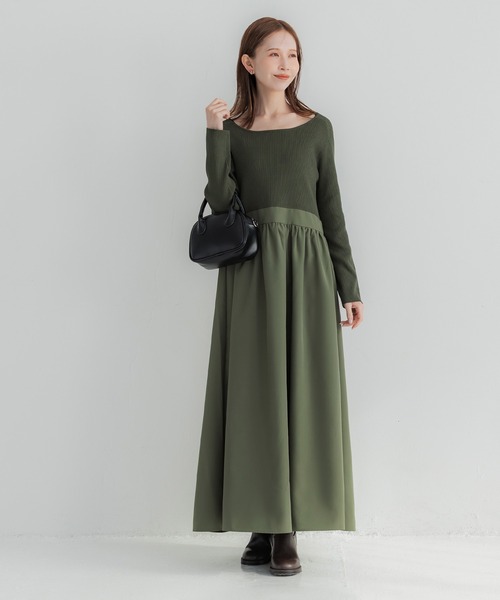 coca(coca)(コカ)の「ニットドッキングワンピース(ワンピース・レディース・カーキ/ブラック・M/S/L)」の14枚目の写真