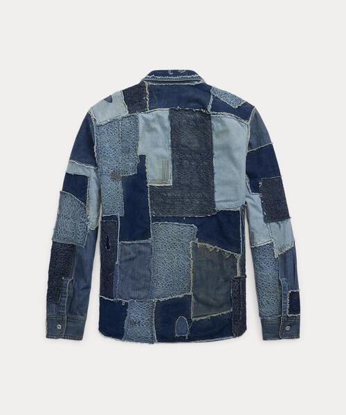 RRL（ダブル アール エル）の「インディゴ デニム パッチワーク ワークシャツ（シャツ/ブラウス・メンズ・ネイビー系1・XS/XL/S/M/L）」の2枚目の写真