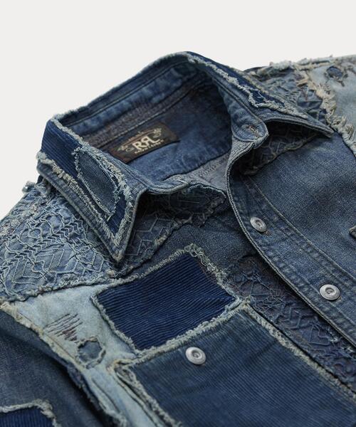RRL（ダブル アール エル）の「インディゴ デニム パッチワーク ワークシャツ（シャツ/ブラウス・メンズ・ネイビー系1・XS/XL/S/M/L）」の3枚目の写真